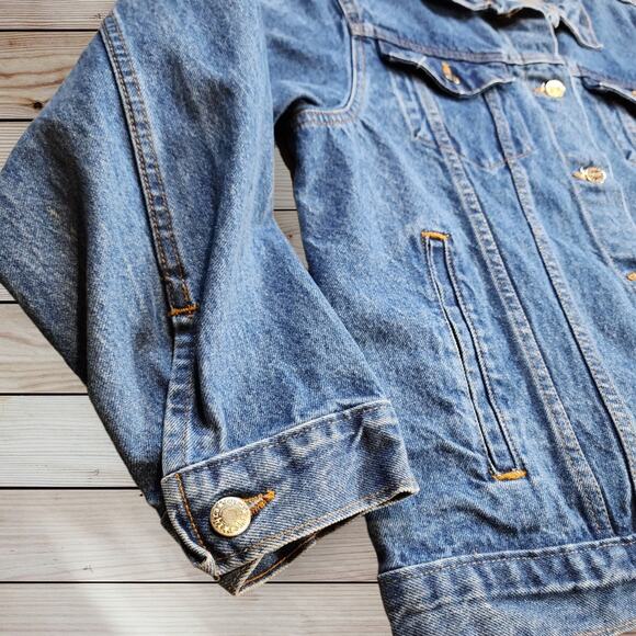 Vintage Trucker Style Tyca Embossed GRITS Womens Large 14-16 Denim Jacket - Picture 4 of 13